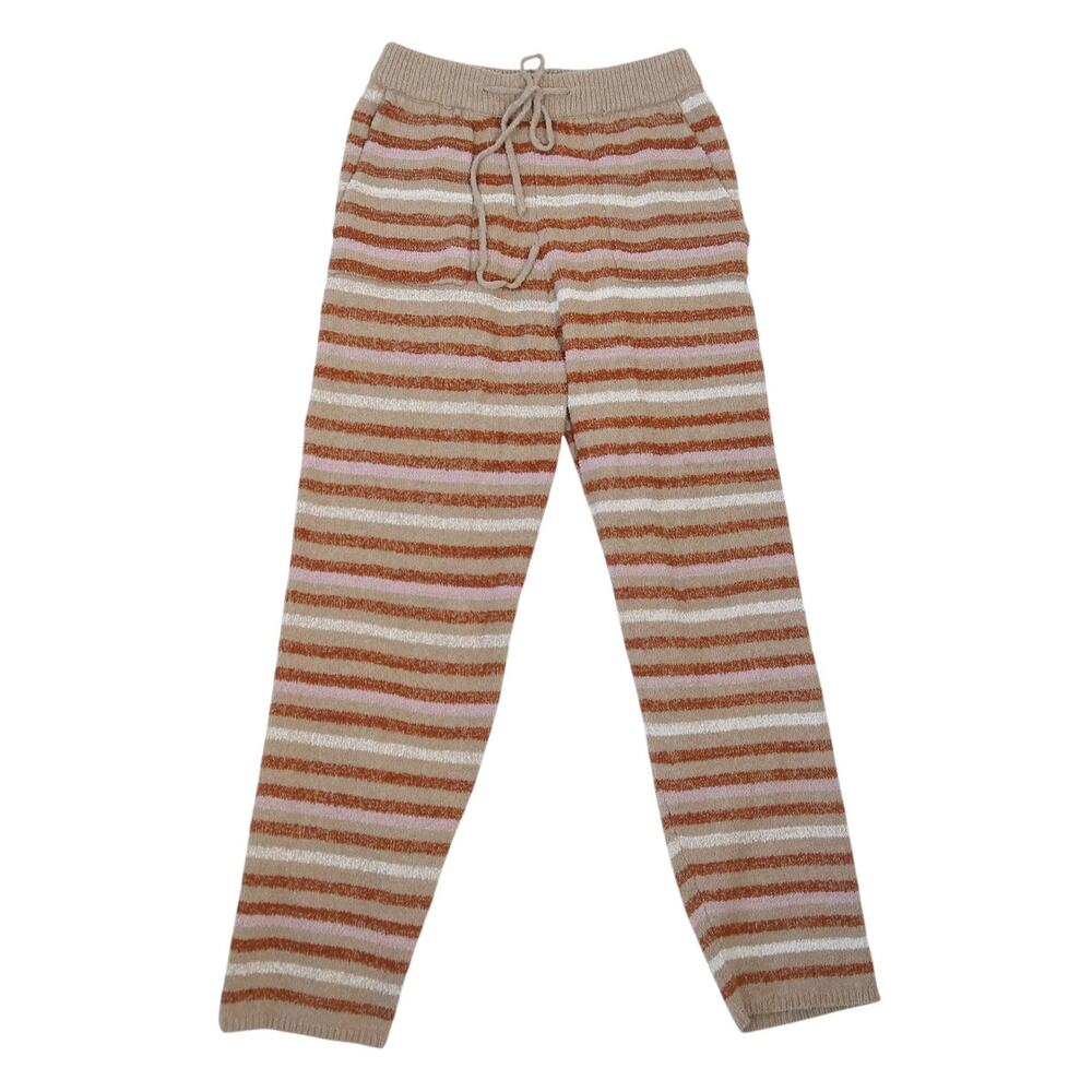 Free People Beach Tan and White Striped Knit Sweater Pants XS